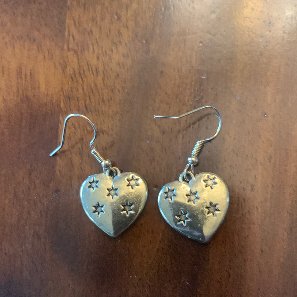Gold heart with stars ear rings